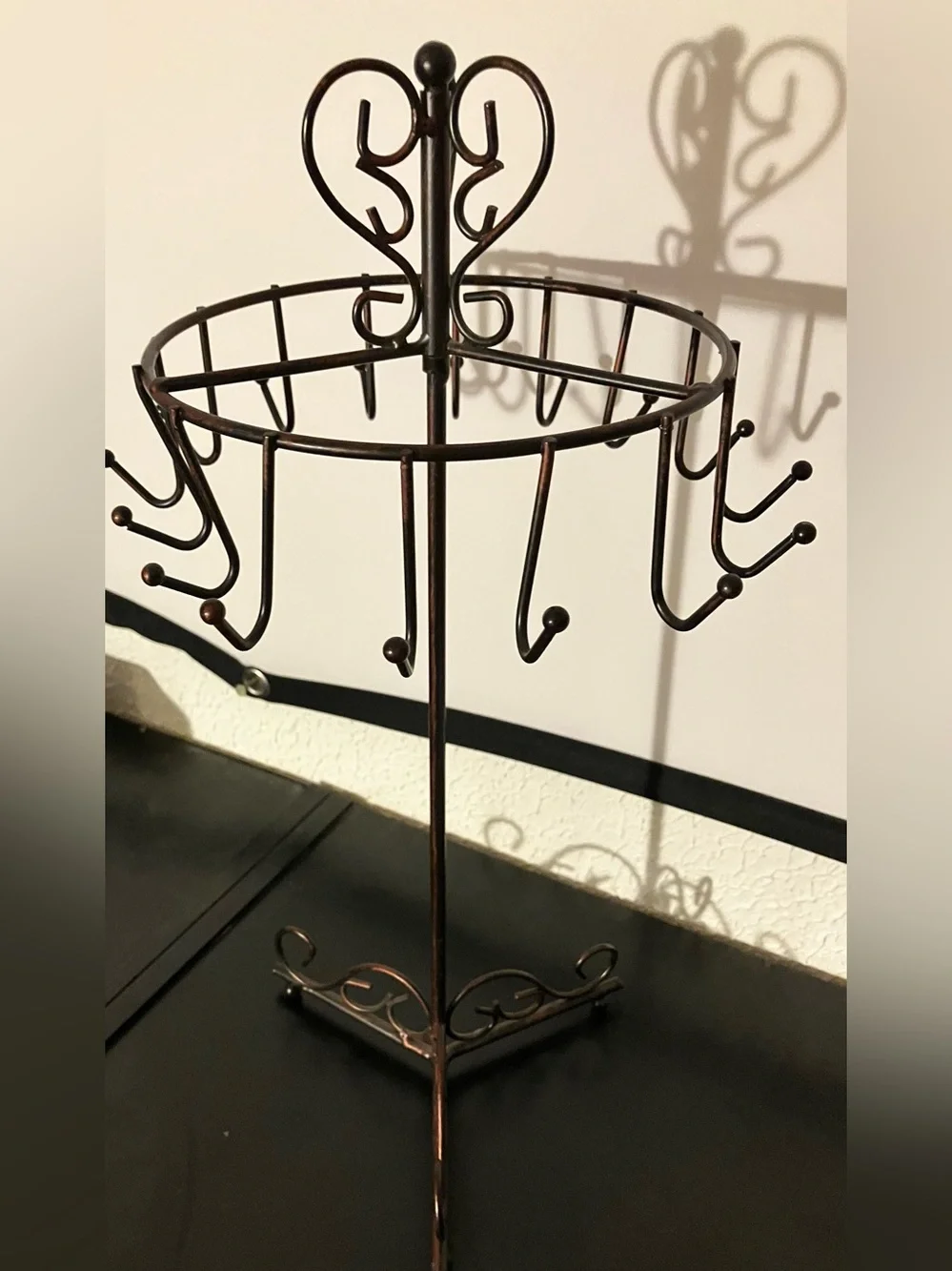 Rotating Jewelry Stand Organizer - Bronze Metal Earring & Necklace Holder